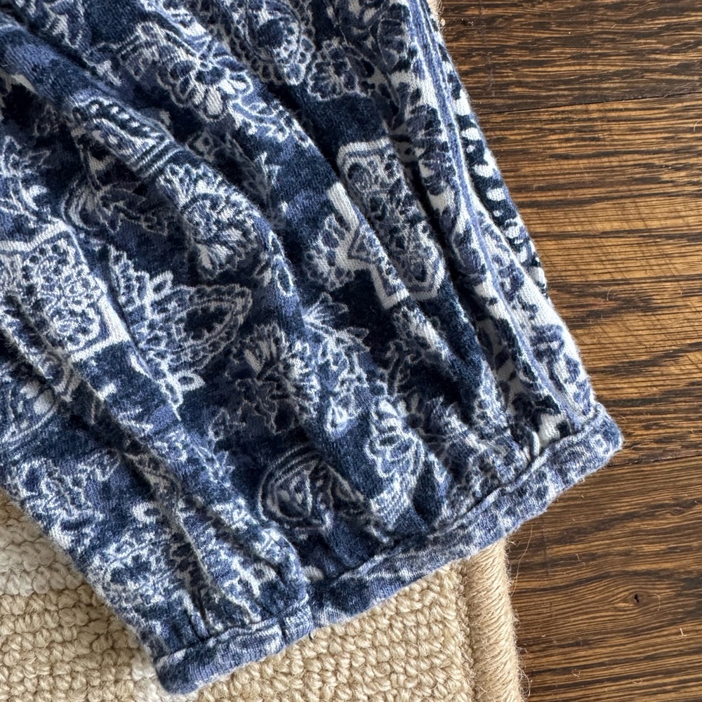 Lucky Brand Boho Floral Peasant Blouse Summer Top Festival Casual Beach Blue M - Picture 4 of 8